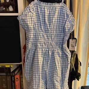 Sincerely Jules Light Blue and White Gingham Jumpsuit